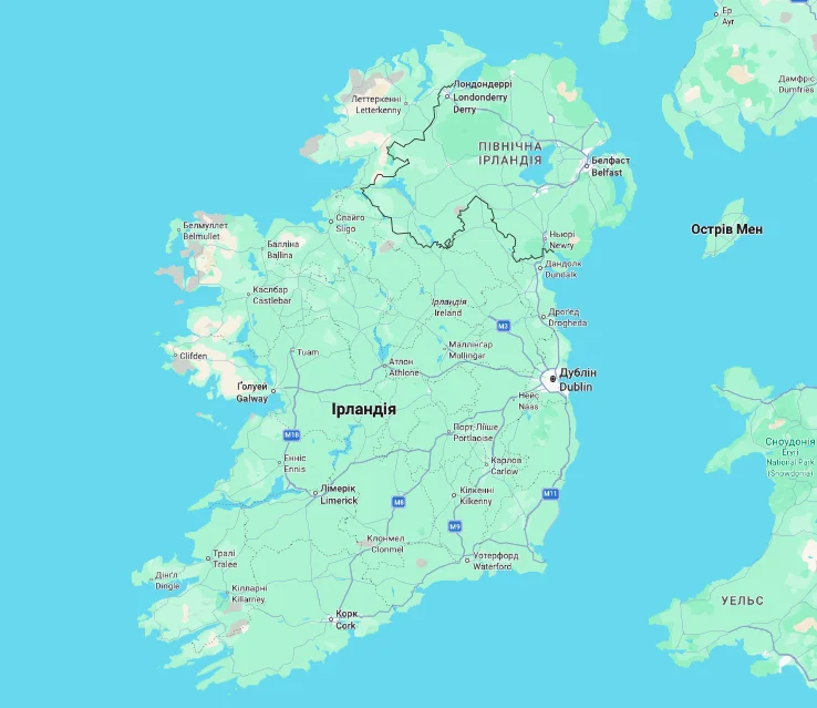 Карта Ірландія