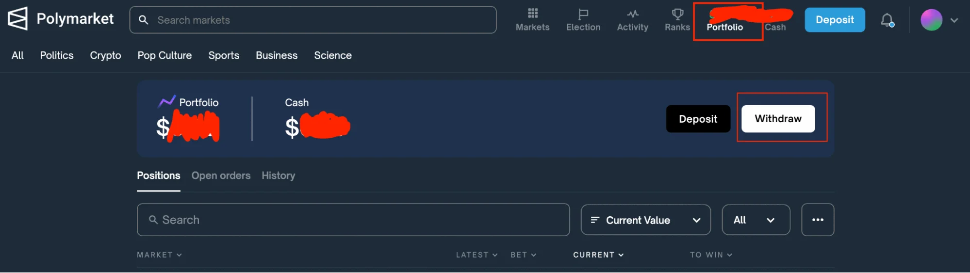 виведення коштів polymarket